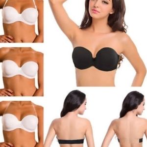 Black Strapless or Halter Bra Size 32A Invisible Clear Back and Neck Straps